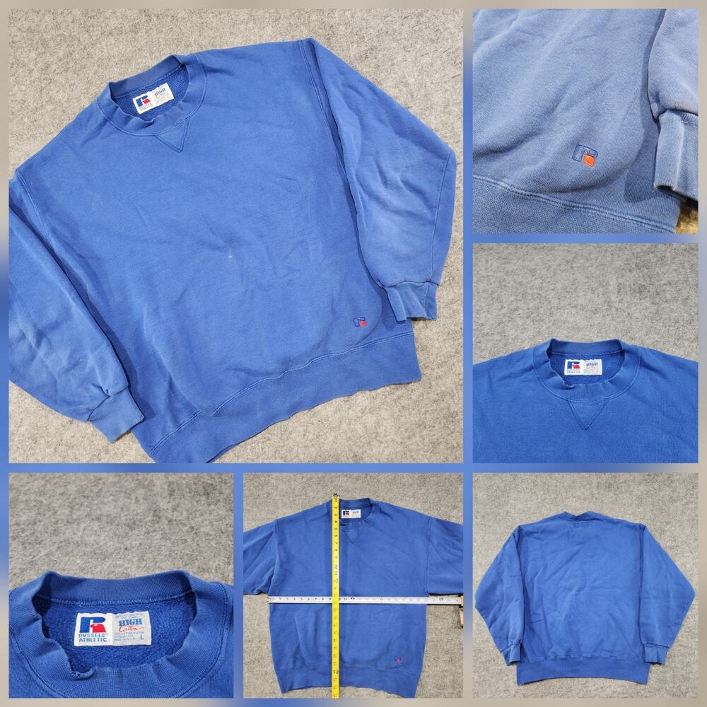 VTG 90s Russell Athletic Mens L Large High Cotton Crewneck Sweatshirt USA Made